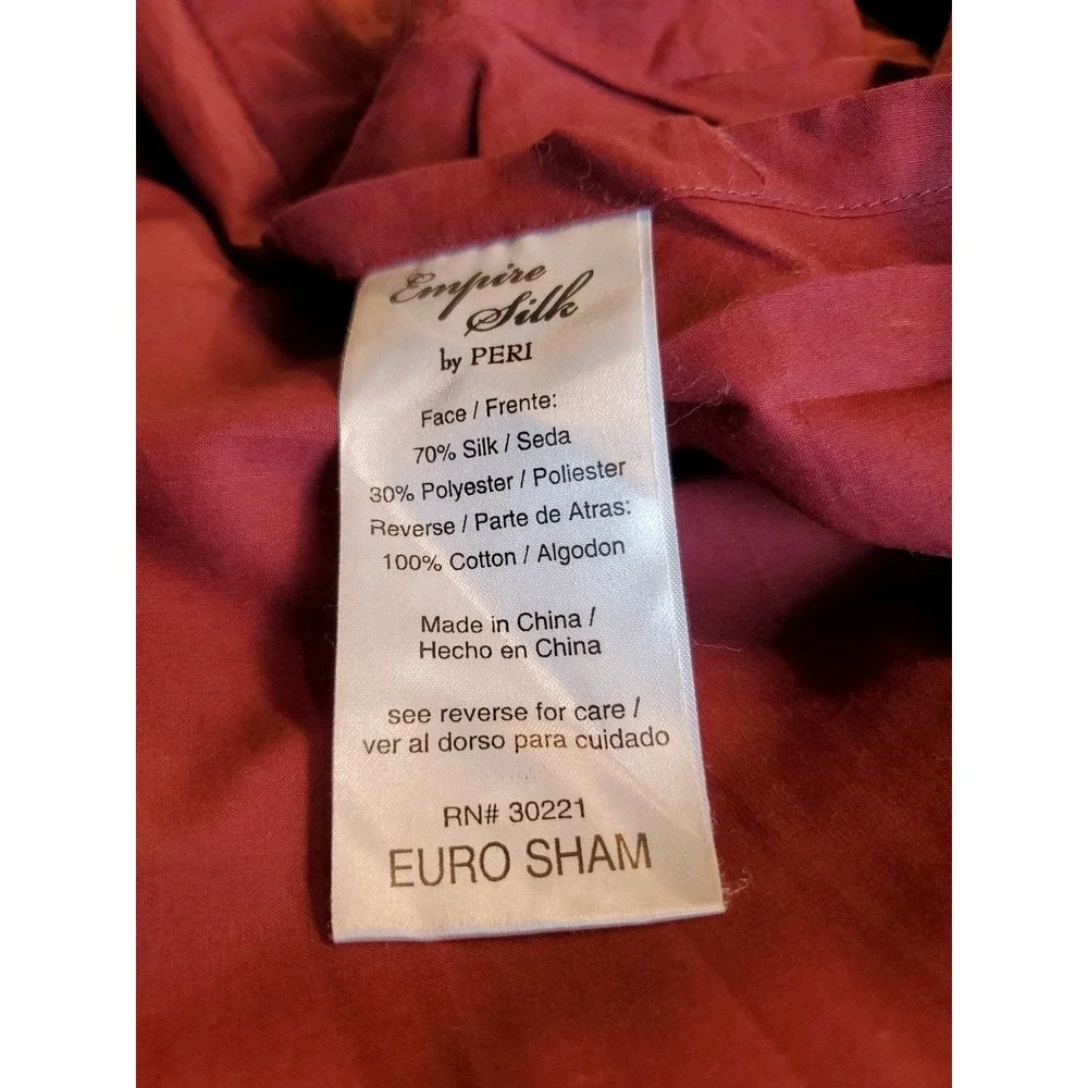 Empire Silk By Peri Euro Sham RN# 30221‎ Silk Blend Pillow Cases Maroon Set Of 3